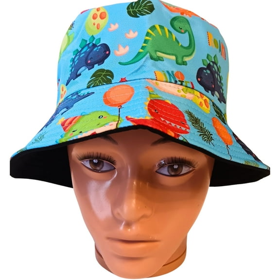 Loonyx Unisex Kids Cartoon Animal Dinosaur Bucket Hats, Blue, Ages 3-7
