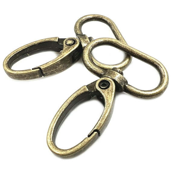 Loooontye 10 Pcs 1 inch Oval Ring Lobster Clasp Claw Swivel for Strap Push Gate Lobster Clasps Hooks Swivel Snap Fashion Clips Antique Brass