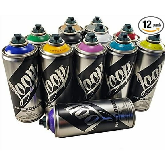 Loop 400ml Premium Mural Spray Paint kit for Aerosol Art - Main Kit II Secondary Set of 12 Complementary Colors