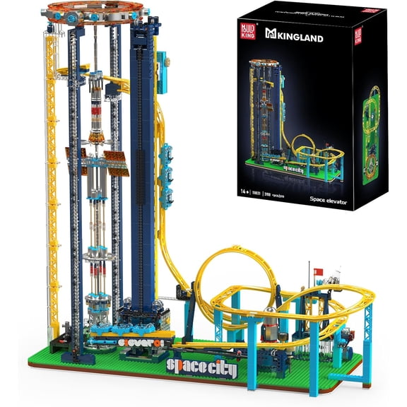 Loop Coaster Set, Space Elevator Roller Coaster Building Sets, Space Amusement Park Funfair Track with Train, Idea Gift
