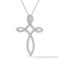 thumbnail image 1 of Loop Cross Cubic Zirconia CZ Crystal Pave 36x26mm (1.4x1in) Christian Pendant & Chain Necklace in .925 Sterling Silver w/ Rhodium, 1 of 1