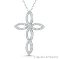 thumbnail image 1 of Loop Cross Cubic Zirconia CZ Crystal Pave 37x27mm (1.5x1.1in) Christian Pendant & Chain Necklace in .925 Sterling Silver w/ Rhodium, 1 of 1
