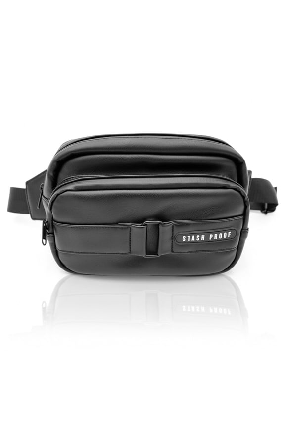 Loop Crossbody, Odor Resistant Travel Belt Bag & Gym Bag | Small Black Sling for Men and Women, Vegan Leather Shoulder Pouch | Belt Bag Chest Bag Carbon Lining