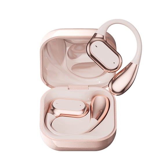 Loop Ear Buds,Ear Buds That Don'T Go Inside Ear,Wireless Bluetooth Headset Long Battery Noise Reduction Sports,Open - Ear Design Bluetooth Headphones With Charge Case,4 Color Options.(Pink)