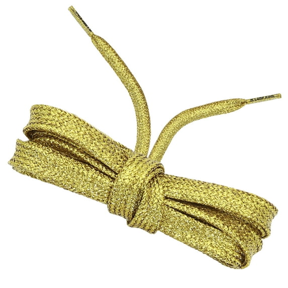 Loop King Shoe Laces - Glitter Laces for Sneakers with Durable Plastic Tips - Perfect for Athletic Adults and Kid - Glitter Gold + Clear Plastic Tips - 1 Pair 59 inch