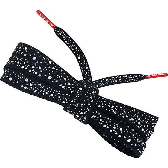 Loop King Shoe Laces- Premium Cement-Textured Sneaker Laces - Perfect for Athletic Individuals (Kids and Adults) - Black + Red Plastic Tips - 1 Pair 140 cm