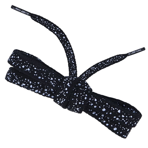 Loop King Shoe Laces- Premium Cement-Textured Sneaker Laces - Perfect for Athletic Individuals (Kids and Adults) – Black/White + Black Plastic Tips - 1 Pair 59 inch