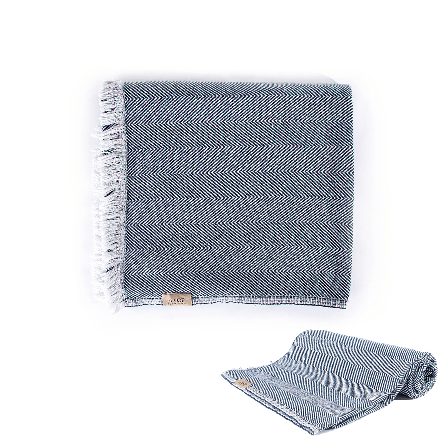 Loop Linen Navy Chevron Striped Throw, 55" x 79" - Walmart.com