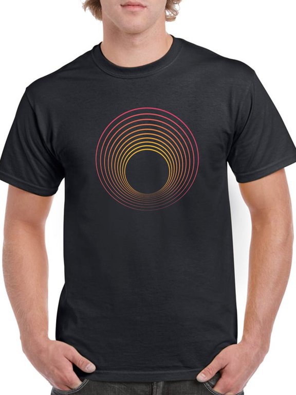 Loop Of Colorful circles Men Black T-Shirt, Male x-Large