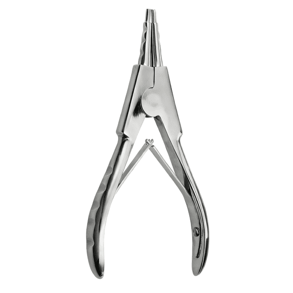 Loop Opening Pliers, 5.5 in / 14 cm Jewelry Piercing Tool, Stainless Steel for Captive Bead Rings, Spring-Loaded Nose Loop Pliers with Grooved Jaws & Comfort Grip for Body Piercing