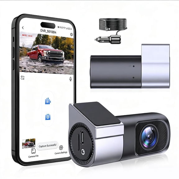 Loop Recording Camera, Dash Cam 1080P FHD Front Dashcam, Mini Hidden Single Car Camera, High Definition Vehicle Video, Real Time Monitoring, Compact Design for Car Safety Driving