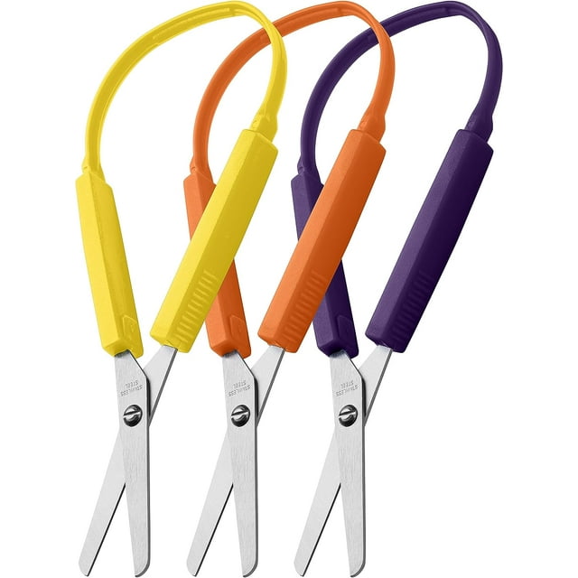 Loop Scissors for Kids 3Pack Colorful Looped Adaptive Design Right and