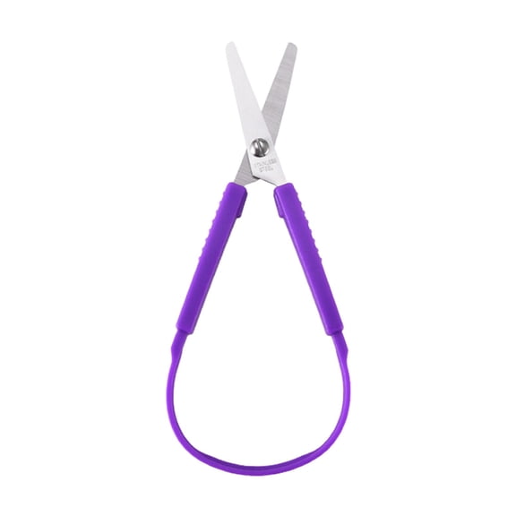 Loop Scissors with Colorful Handles, 5.5 Inch Easy Open Safety Scissors for Left and Right Hand Use, Purple