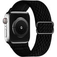 thumbnail image 1 of Loop Strap Compatible with Apple Watch Bands 42mm 44mm, Women Men Adjustable Stretch Sport Nylon Watch Bands , Black, 1 of 6