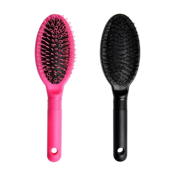 Loop Wig Brush ABCISI Hair Extension Brush - Detangler Brush for Remy Human and Synthetic Hair, Pink and Black - 2 Pieces