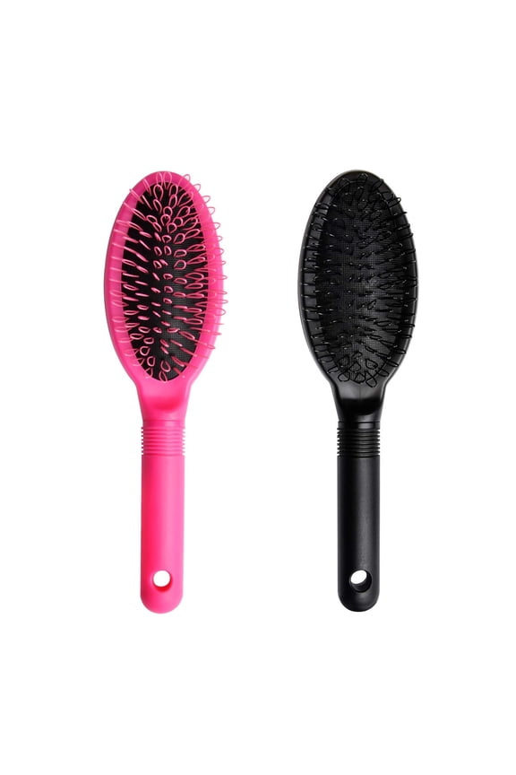 Loop Wig Brush ABCISI Hair Extension Brush - Detangler Brush for Remy Human and Synthetic Hair, Pink and Black - 2 Pieces