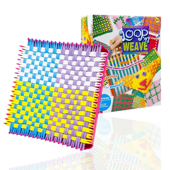 Loop 'n Weave Craft Kit, Colorful Cotton Loops with Plastic Loom, DIY Weaving Set for Kids