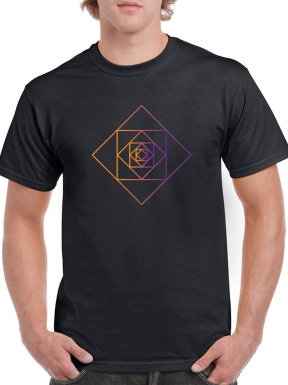 Loop of colorful squares Men Black T-Shirt, Male Small