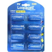 Loopacell 123 CR123A Lithium Batteries For Flashlight and Cameras, 8 Count