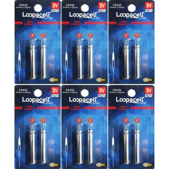 Loopacell CR435 BR435 435 Lithium Pin Type Cell 3V for Fishing Lures, Fishing Bobbers, Pen Lights, Arrow Nocks, Fishing Floats, Pole Lights, LED Flashers 12 Batteries