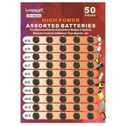 Loopacell High Power Super Alkaline Button Cell Assorted 1.5V Battery AG3/LR41 AG4/LR626 AG5/LR754 AG10/LR1130 AG13/LR44, 50 Pieces