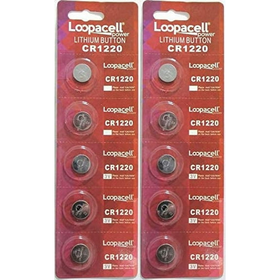 Loopacell Watch/Electronic Battery, 3v CR1220 10 batteries (Lithium Button Cell)