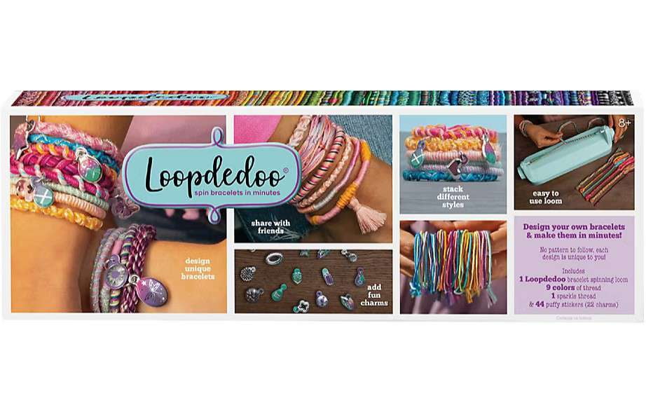 Loopdedoo Bracelet Maker Playset [1 Loom, 10 Skeins of Thread, Puffy Stickers & Jump Rings]