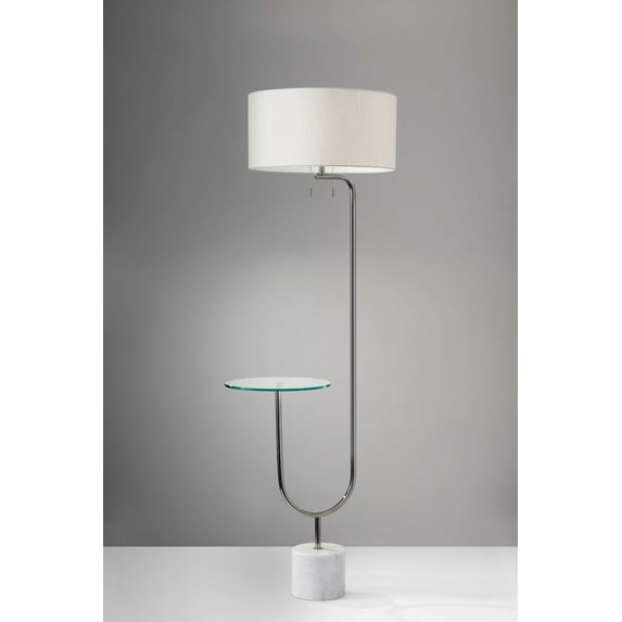Looped Chrome Floor Lamp with Glass Cocktail Tabletop