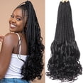 thumbnail image 1 of Looped French Curl Crochet Braids Bouncy etched Goddess Braiding Hair Extensions, 1 of 12