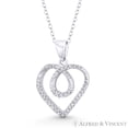 thumbnail image 1 of Looped Heart Charm CZ Crystal Pave Pendant & Chain Necklace in .925 Sterling Silver w/ Rhodium, 1 of 1