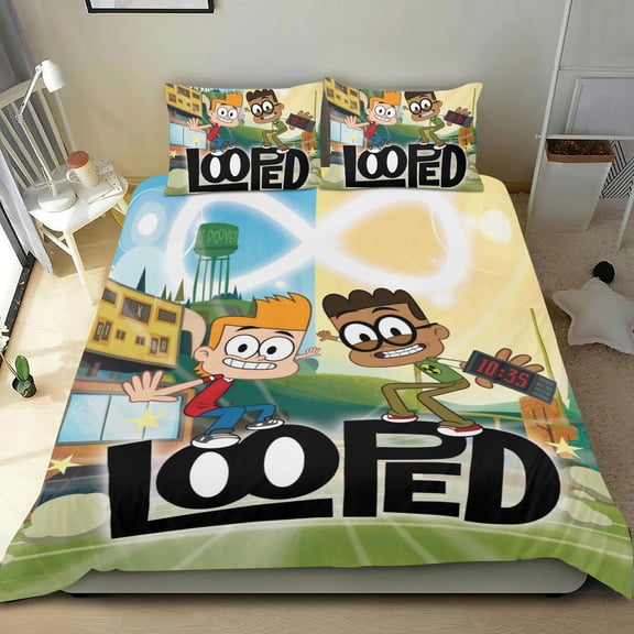 Looped Themed Bed Sheet Set Three Piece Set 53x79 Inches Comfortable And Skin Friendly Unique Design Creating A Star Studded Night Home Decor Gifts For Family Friends fans