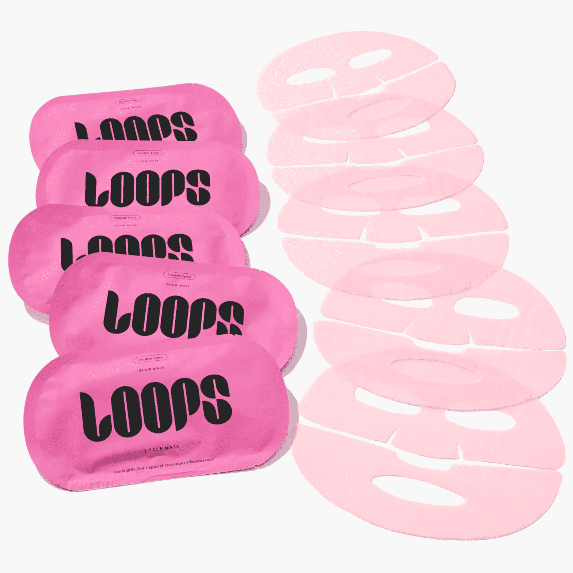 LOOPS Double Take Glow Hydrogel Face Mask | Brightening, Pore Refining & Calming | 5 Pack