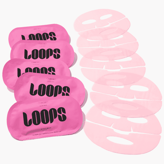 LOOPS Double Take Glow Hydrogel Face Mask | Brightening, Pore Refining & Calming | 5 Pack