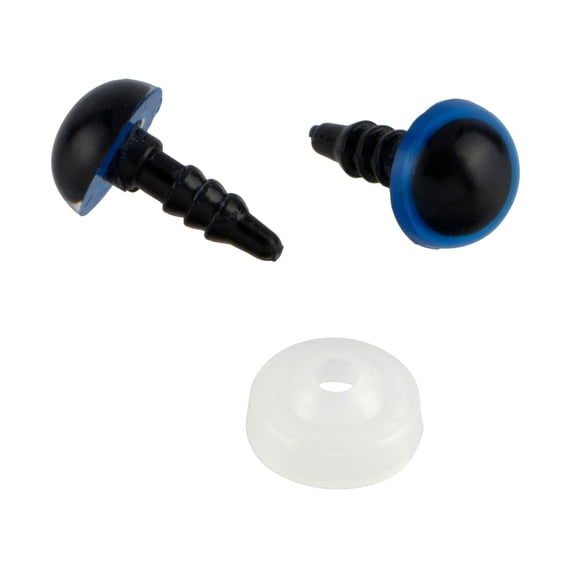 Loops & Threads Craft Eyes, Blue and Black Amigurumi Safety Eyes with Washers, Blue, 9mm, 12 Pack (72 Total Sets)