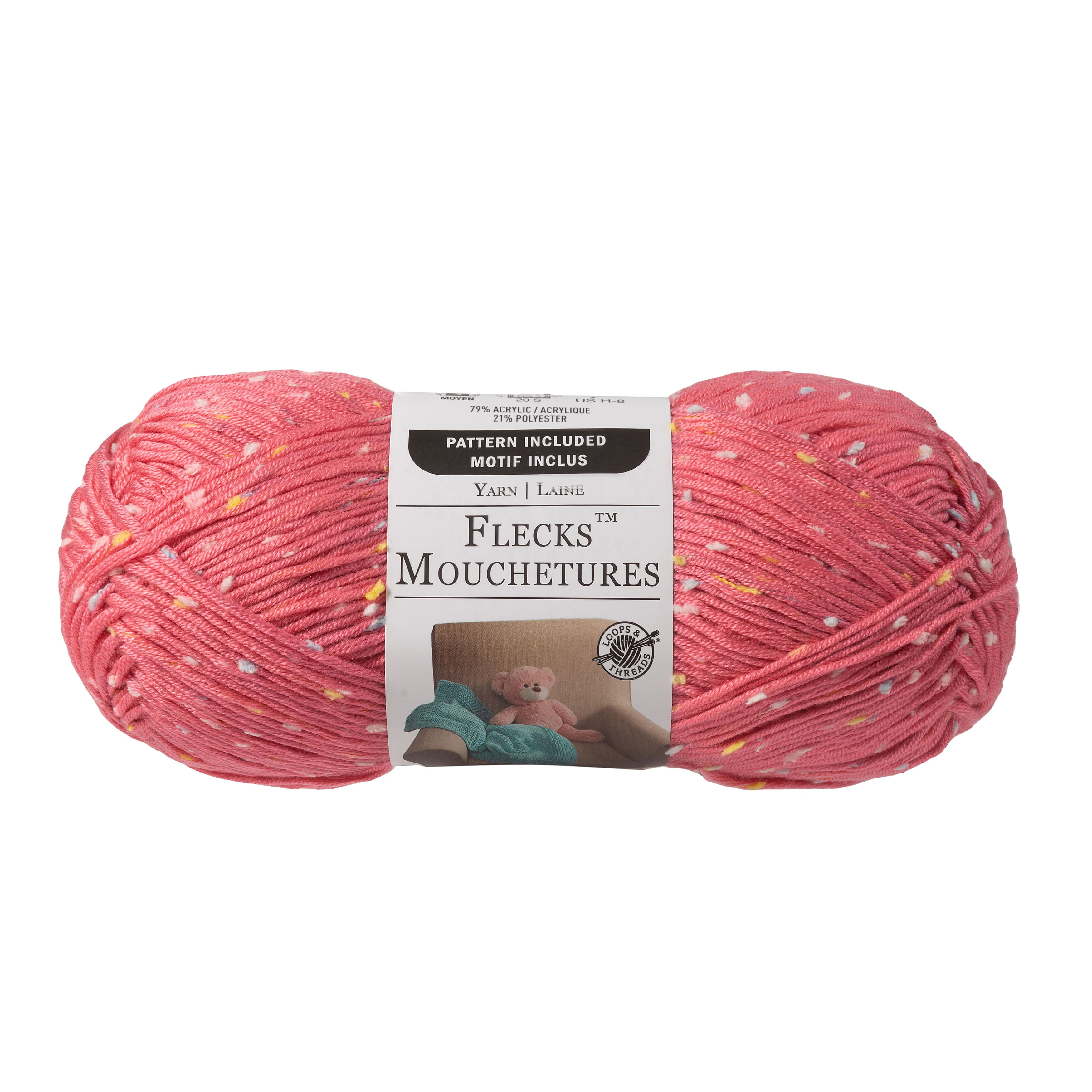 Loops & Threads Flecks Yarn - Yarn for Knitting, Crochet, Weaving, Arts & Crafts - Deco Rose, Bulk 18 Pack