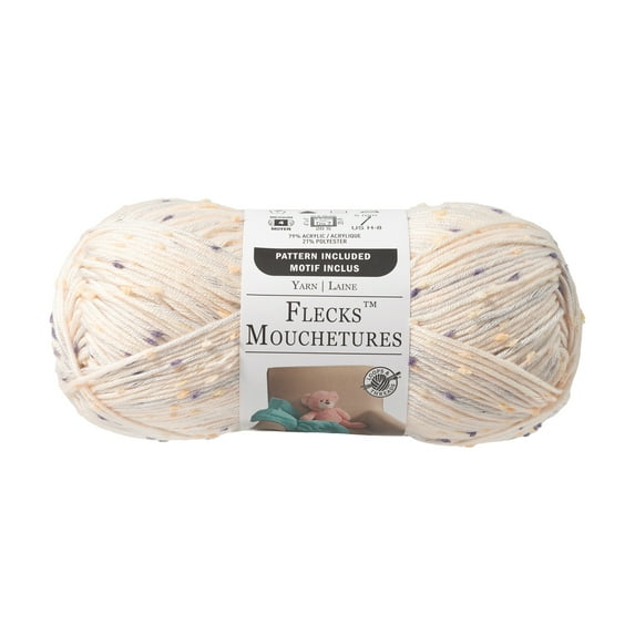 Loops & Threads Flecks Yarn - Yarn for Knitting, Crochet, Weaving, Arts & Crafts - Sweet Cream, Bulk 18 Pack