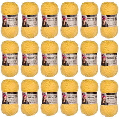 Loops & Threads Impeccable Solid Yarn - Solid Yarn for Knitting, Crochet, Weaving, Arts & Crafts - Butterscotch, Bulk 18 Pack