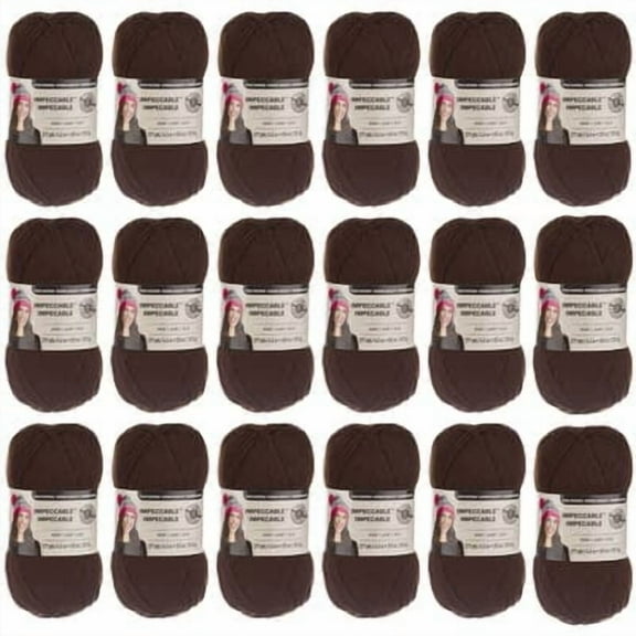 Loops & Threads Impeccable Solid Yarn - Solid Yarn for Knitting, Crochet, Weaving, Arts & Crafts - Chocolate Brown, Bulk 18 Pack