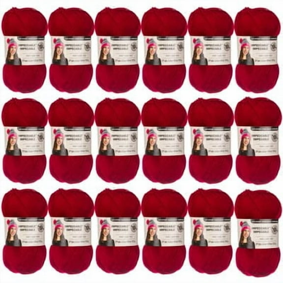 Loops & Threads Impeccable Solid Yarn - Solid Yarn for Knitting, Crochet, Weaving, Arts & Crafts - Claret, Bulk 18 Pack