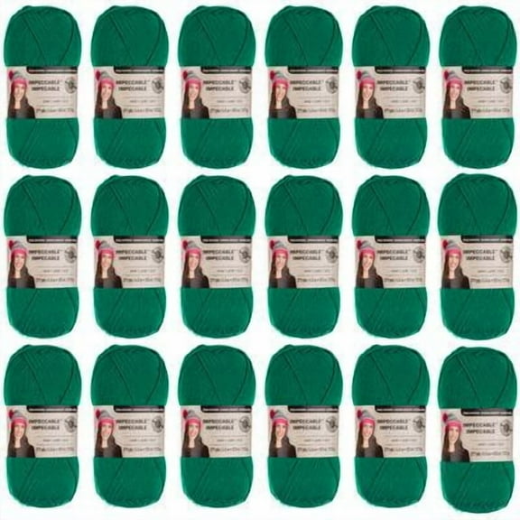 Loops & Threads Impeccable Solid Yarn - Solid Yarn for Knitting, Crochet, Weaving, Arts & Crafts - Kelly Green, Bulk 18 Pack
