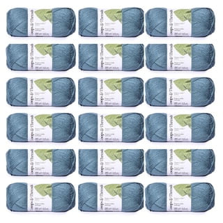 Loops & Threads Impeccable Solid Yarn - Solid Yarn for Knitting, Crochet, Weaving, Arts & Crafts - Misty Blue, Bulk 18 Pack