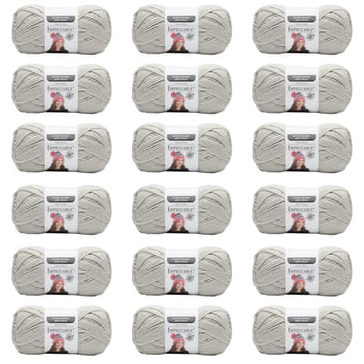Loops & Threads Impeccable Solid Yarn - Solid Yarn for Knitting, Crochet, Weaving, Arts & Crafts - Putty, Bulk 18 Pack