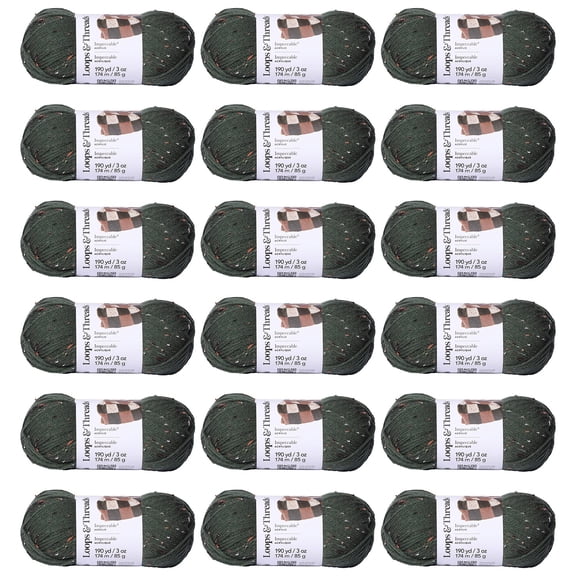 Loops & Threads Impeccable Tweed Yarn - Fleck Yarn for Knitting, Crochet, Weaving, Arts & Crafts - Camo, Bulk 18 Pack