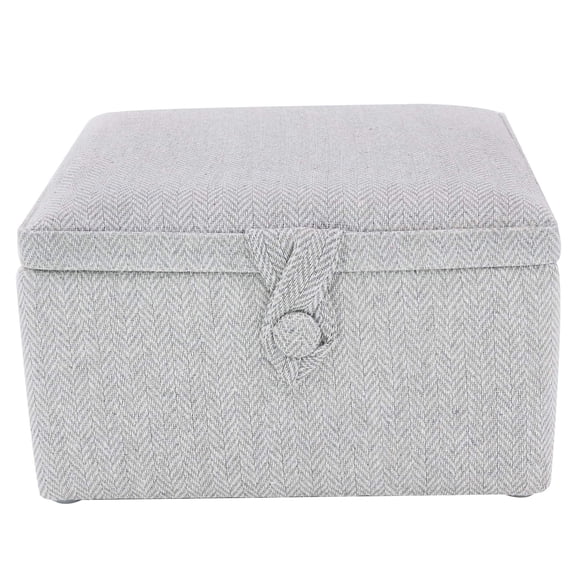 Loops & Threads Sewing Basket  Fabric-Covered Storage Box with Handle - Tray & Magnetic Closure - Gray - 8.75" x 8.75" x 4.75" - 1 Pack