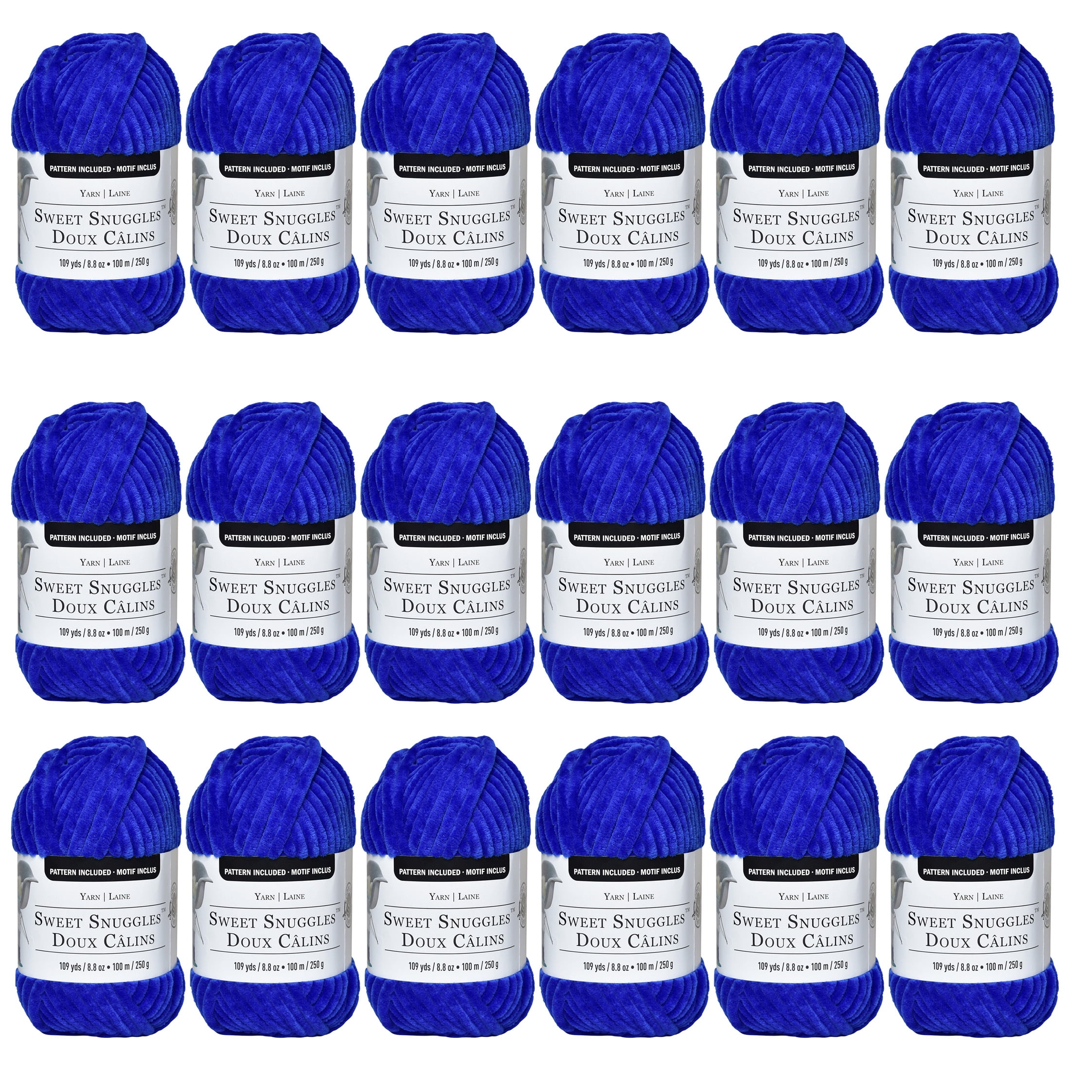 Loops & Threads Sweet Snuggles Yarn - Solid Yarn for Knitting, Crochet, Weaving, Arts & Crafts - Blue, Bulk 18 Pack