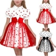 thumbnail image 1 of Loopsun 2-8 Years Girls Printed Short Sleeve Princess Dress Red, 6-7 Years, 1 of 5