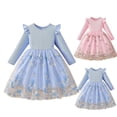 thumbnail image 1 of Loopsun 3-10 Years Girls Long Sleeve Print Mesh Princess Dress Blue, 7-8 Years, 1 of 5