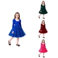 thumbnail image 1 of Loopsun 3-9 Years Girls Long Sleeve Solid Princess Casual Dress Red, 3-4 Years, 1 of 5