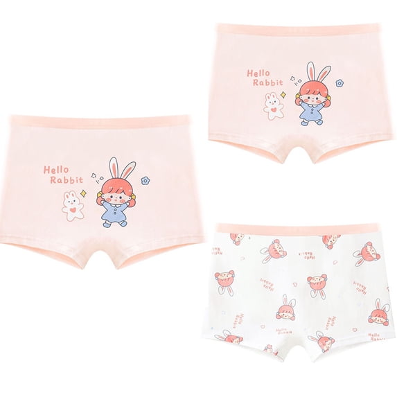 Loopsun 4 to 15 Years Girls Print Briefs Summer Lightweight Basic Daily Wear Comfortable Underpants White, 7-8 Years