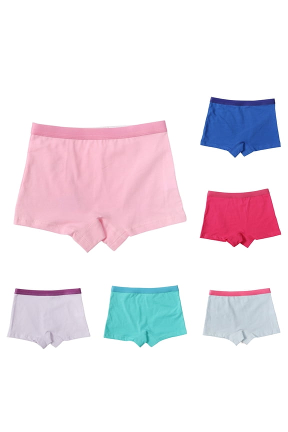 6 to 13 Years Girls Solid Panties Mid Waist Soft Basic Daily Underpants Hot Pink, 12-13Years